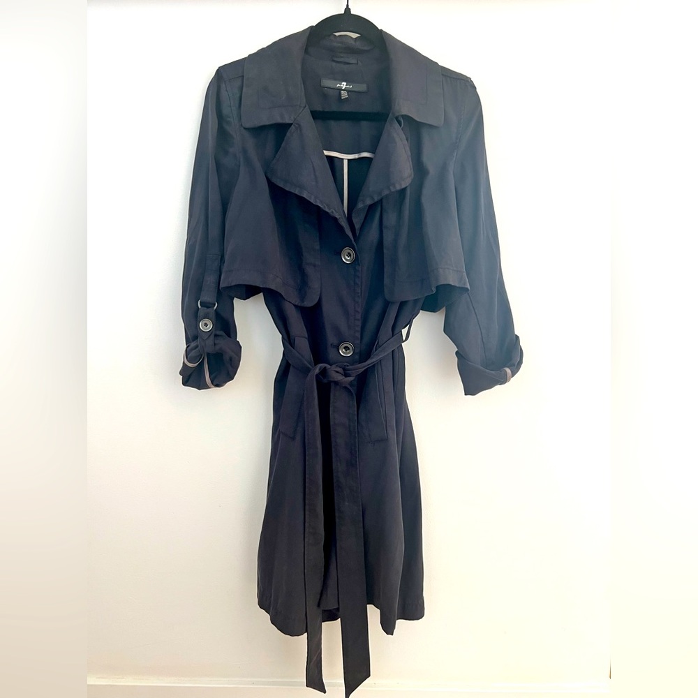 7 for all man kind navy trench with belt, small